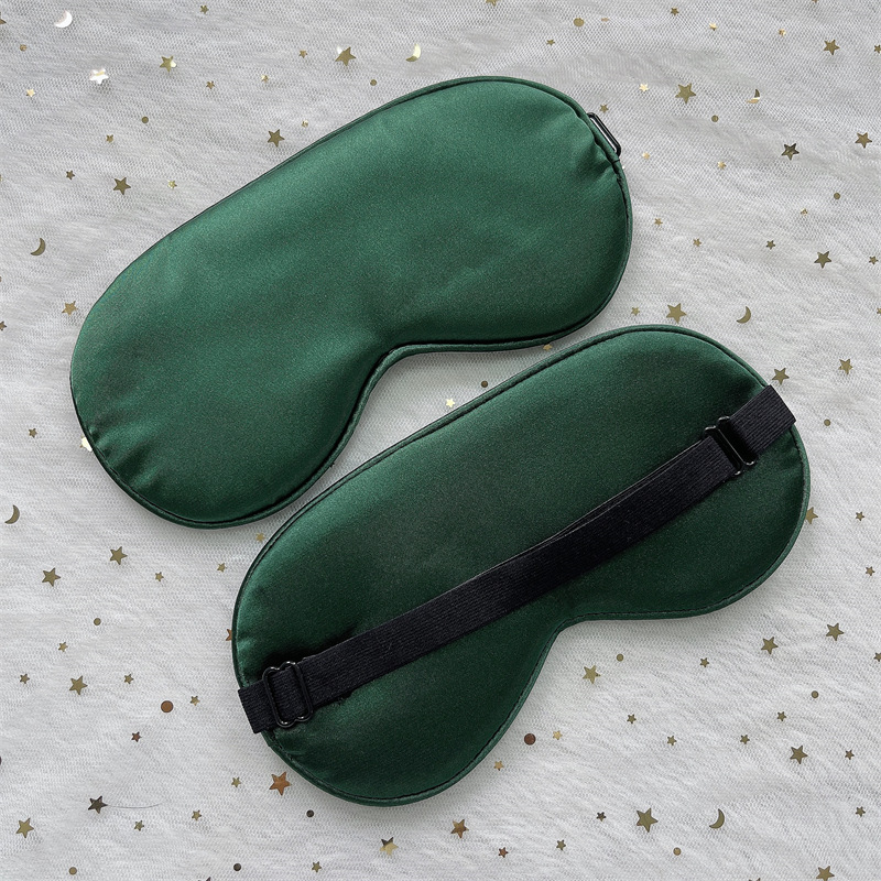 Máscara de ojo de seda artificial hebilla de ajuste color sólido mismo borde de color morera seda sueño sombreado máscara de ojo de seda en stock al por mayor