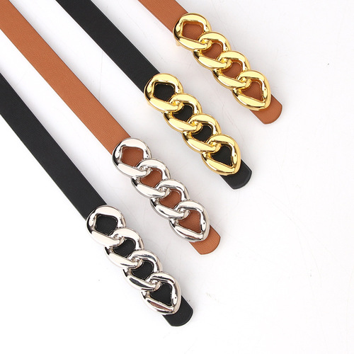 Women's belt belt, simple retro chain buckle, Korean style versatile jeans belt, belt for women wholesale