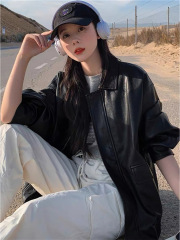 皮衣外套短款女装2025早秋新款港风黑色小个子美式复古机车服夹克