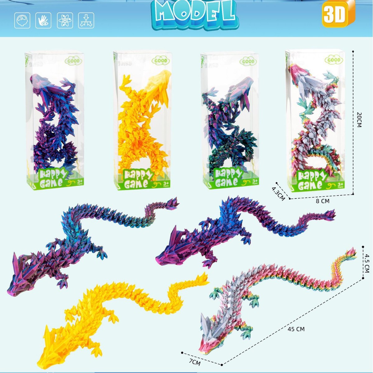 Dragón Articulado Impreso en 3D de PLA para Decoración y Regalos image 11