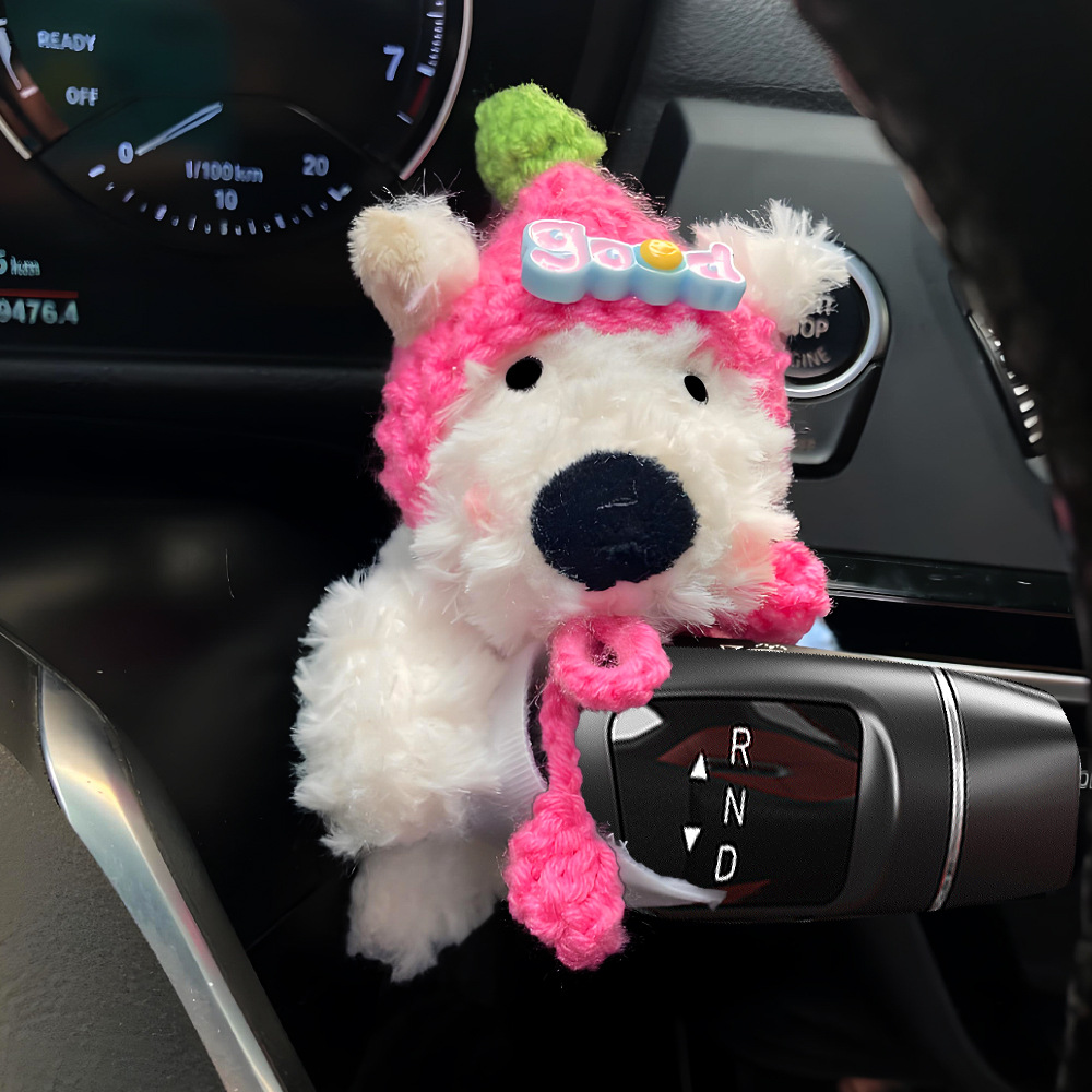 West Highland Car Car Bloque Decoración Luz de giro Muñeca de cachorro Limpiaparabrisas Muñeca Adornos de espejo retrovisor Mujer