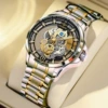 Black -faced silver shell gold steel strap