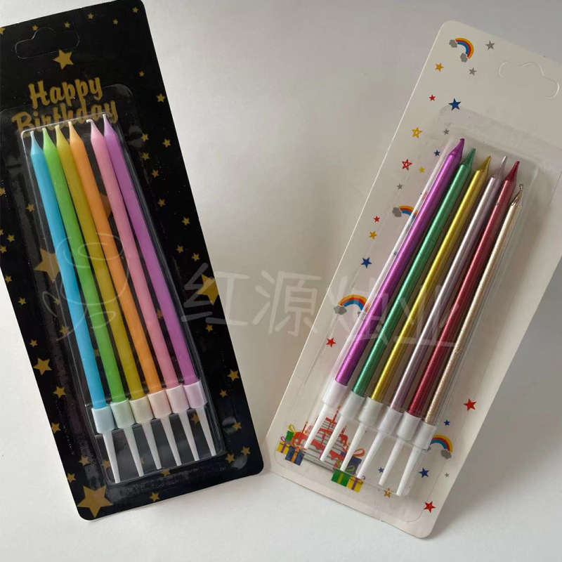 Tarta larga de color pastel de cumpleaños decoración de fiesta para bebés vacaciones panadería caja de vela de oro en stock