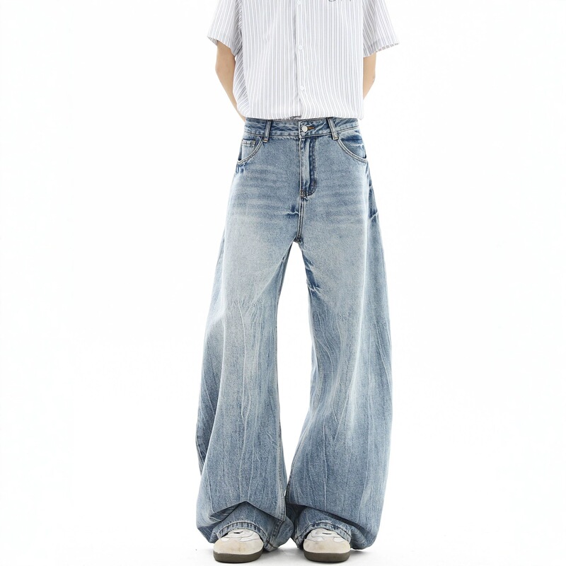 High Street Washed Lightning Pattern Jeans for Men, Summer American Style Cool Loose Fit Scimitar Pants, Vintage Versatile Wide-Leg Pants High Street Washed Lightning Pattern Jeans for Men, Summer American Style Cool Loose Fit Scimitar Pants, Vintage Versatile Wide-Leg Pants