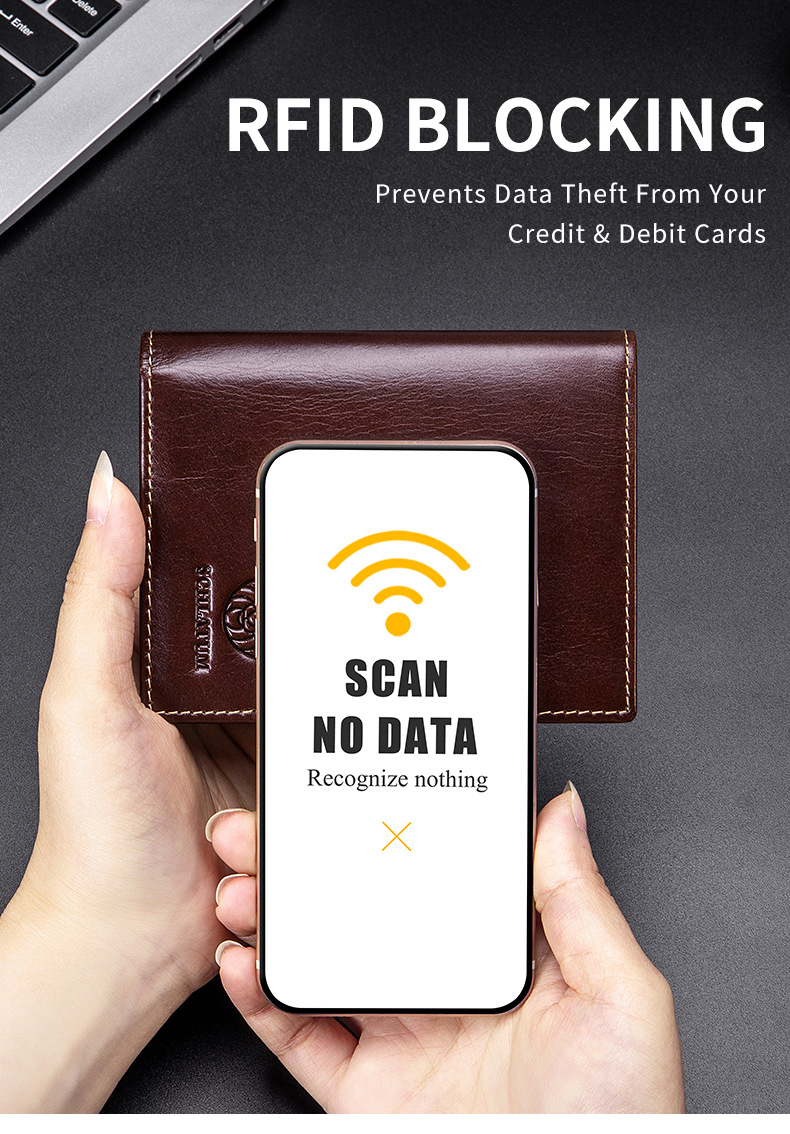 Ví da nam gập mini chống RFID da bò thật — Màu cà phê, Màu đen, Màu cà phê (có hộp quà), Màu đen (có hộp quà) chi tiết 15