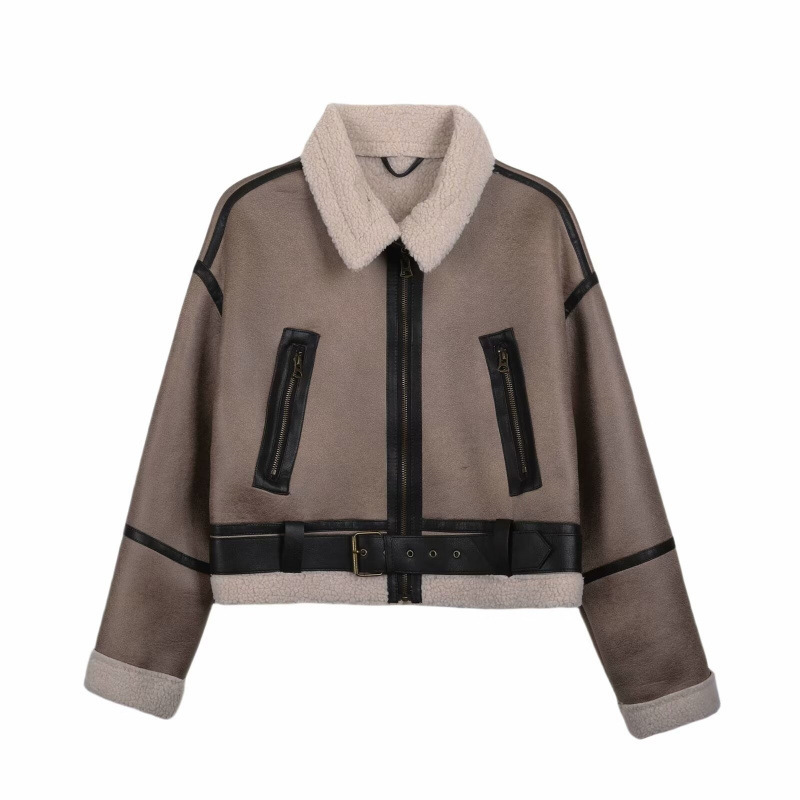High-Quality Fur All-In-One Jacket Autum New European and American Style Fashion Women's Loose Casual Short Double-Sided Jacket High-Quality Fur All-In-One Jacket Autum New European and American Style Fashion Women's Loose Casual Short Double-Sided Jacket