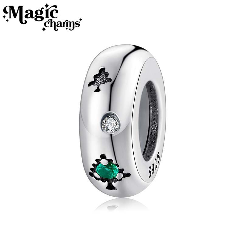 Weihnachtsschmuckherstellung, S925 Sterling Silber, eingelegter Zirkon, Weihnachtsbaum, Abstandsperlen, Weihnachtsgeschenk, vielseitiges Armband, DIY-Zubehör, Positionierungsperlen_voghion.com