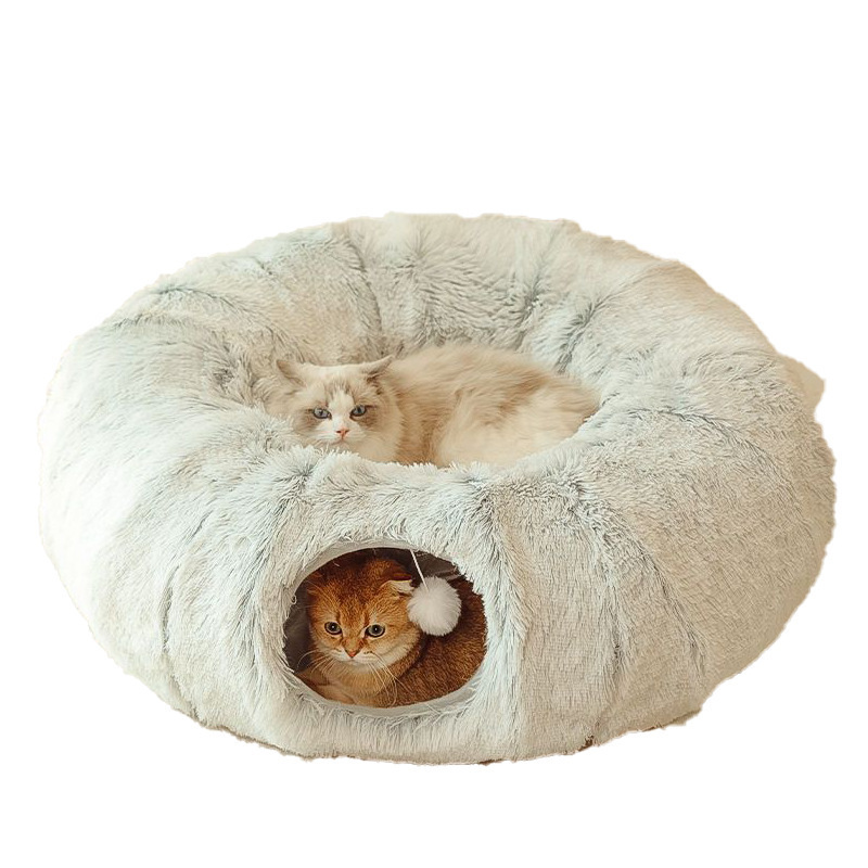 冬季保暖宠物窝猫窝猫隧道长毛绒猫窝可折叠款宠物猫毛绒猫通道窝|undefined