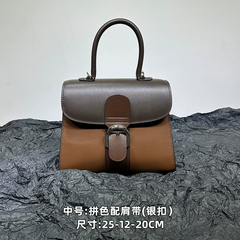 Новая Snow White Brilliant Color Block Box Leather Horseshoe Buckle Crossbody Bag Hood Class Horizontal Handbag