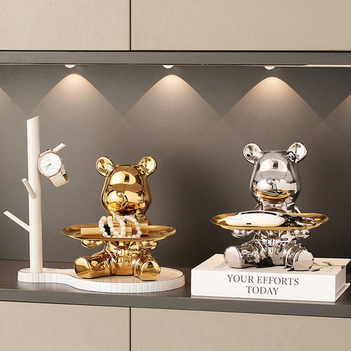 Entrance key storage ornaments storage rack light luxury high-end living room entrance door shoe cabinet violent bear decorations