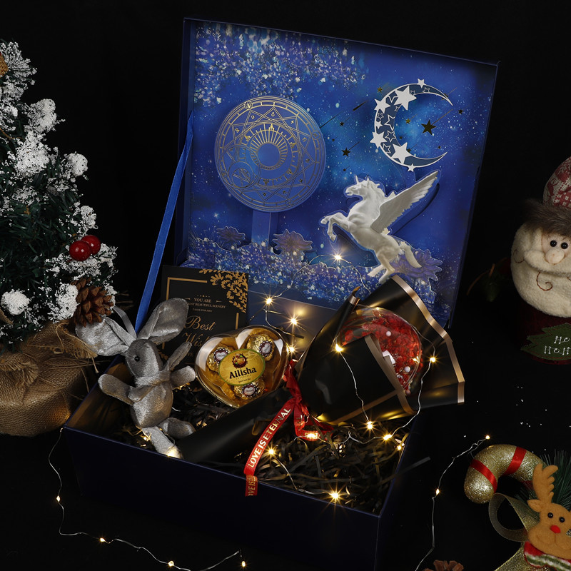 立体蓝盒【亚红款】满天星球+巧克力+许愿兔