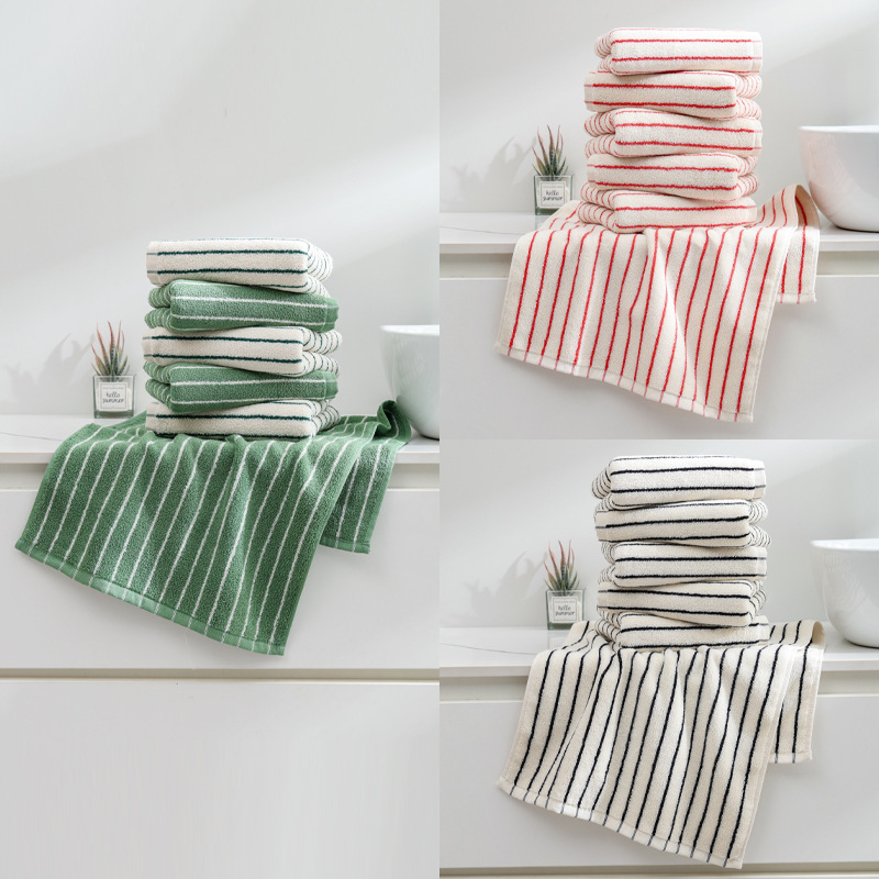 New Pure Cotton Stripesd Towel Pure Cotton Type a Simple Stripesd Cotton 34*74cm Universal Skin-Friendly Face Towel