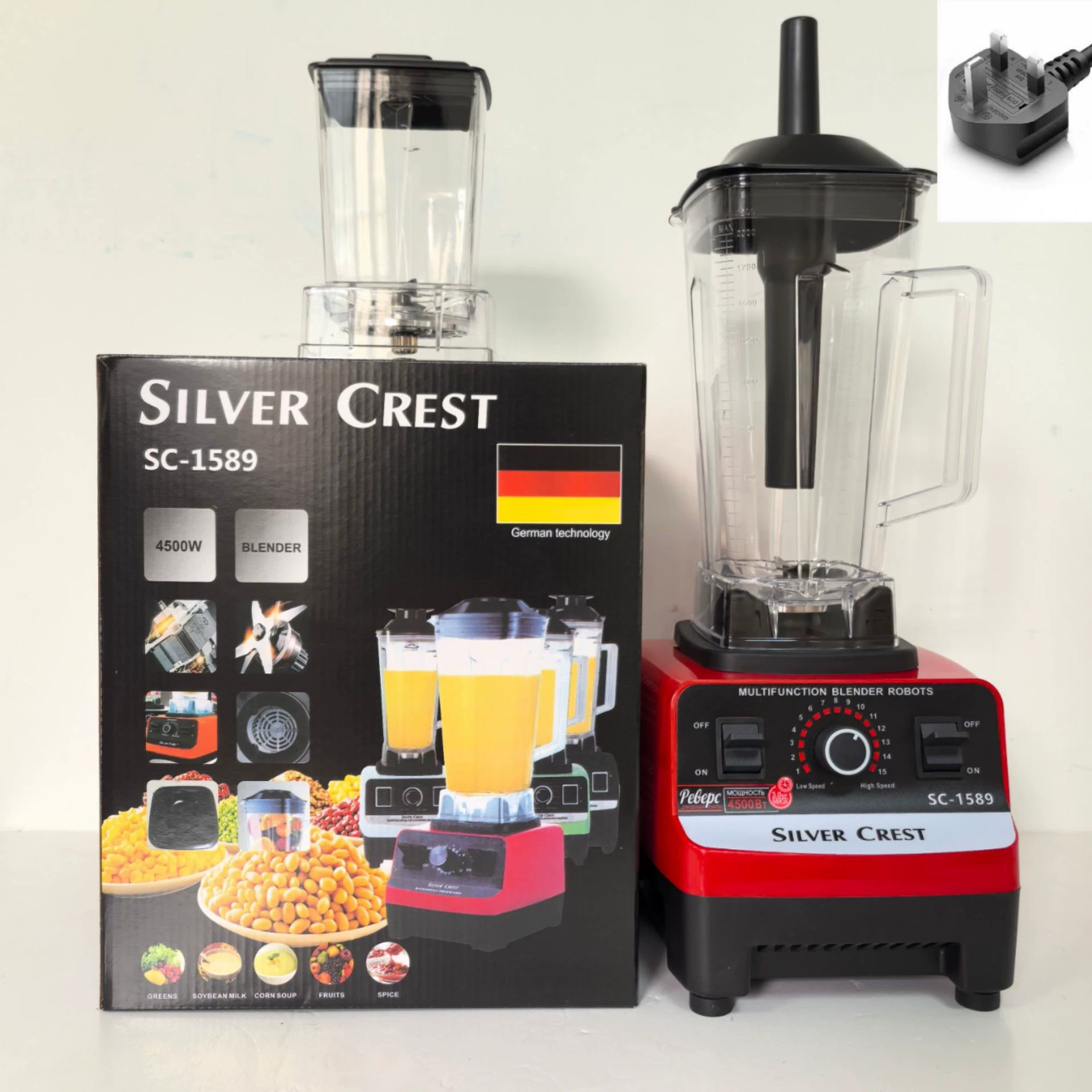 Cross-border 4L 8-in-1 blender for commercial use, stainless steel, high-power, pure copper mixer, meat grinder, crushed ice, juice extractor