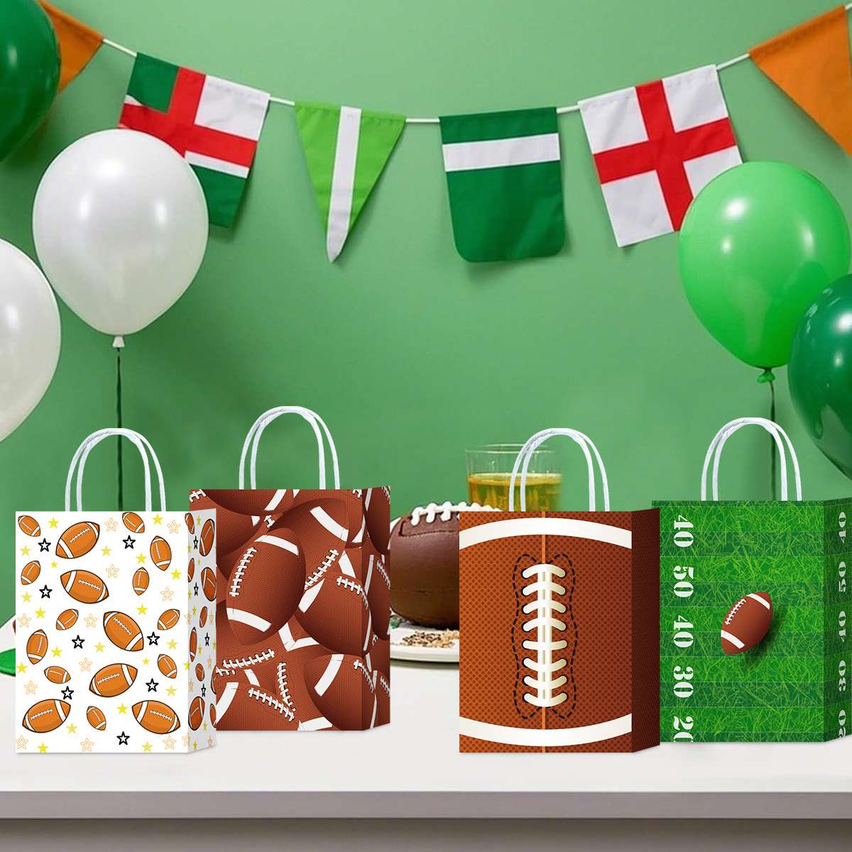 跨境纸袋超级碗手提袋纸袋高级感购物纸质手提袋结实耐用礼袋