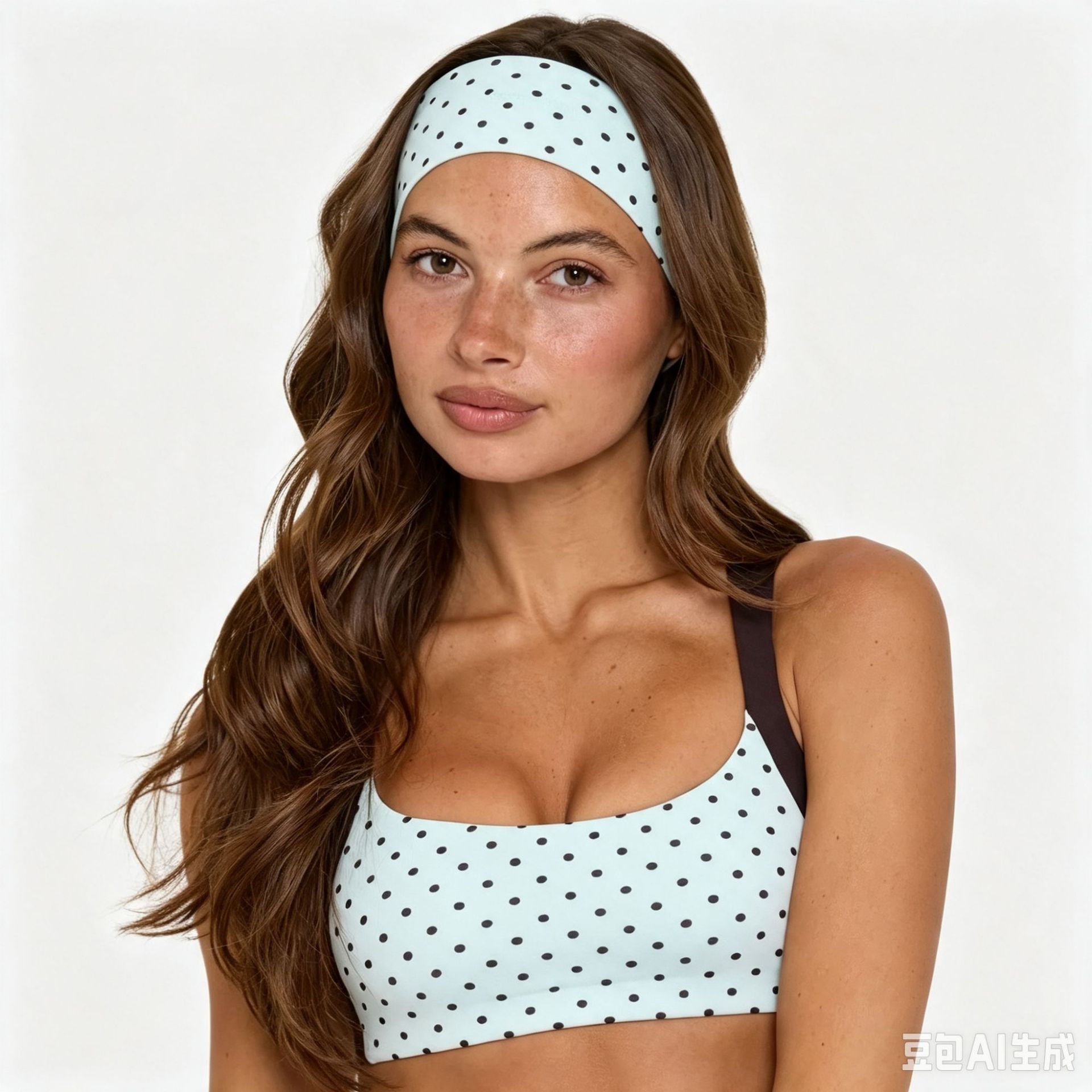 BO+EE same style polka dot 360 printed yoga headband, high elasticity, breathable, wide edge sports headband, sweat-absorbing fitness band