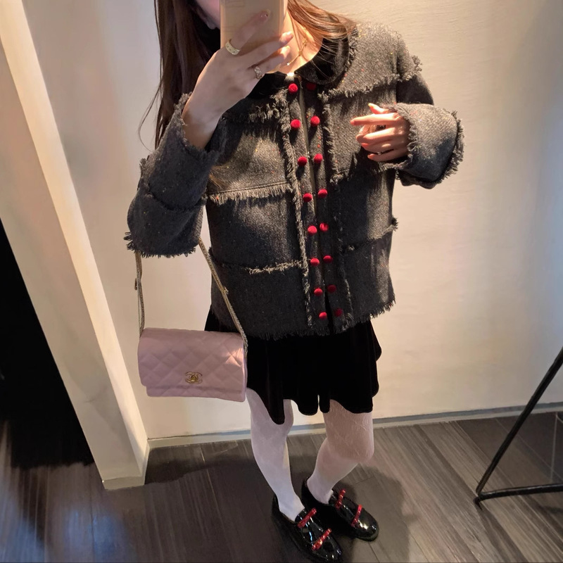 Zhangzhang Retro Gold-Like All-Wool Fancy Yarn Woolen Fragrant Jacket