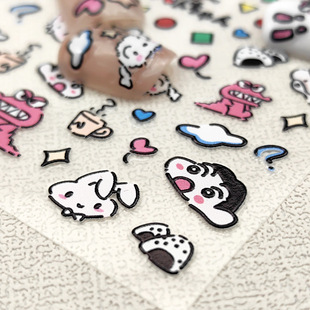5D nail stickers cartoon Crayon Xiaoxin series stickers popular online embossed nail stickers small pattern decorative stickers