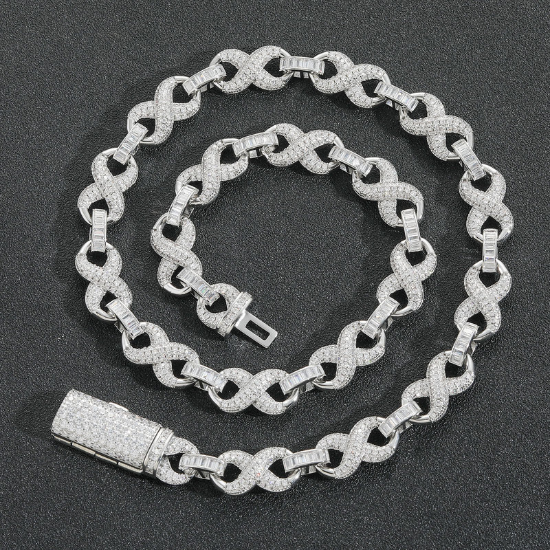 Mei Sa New European and American Hip Hop Necklace 10mm Wide 8 Character Unlimited Chain Personalized Cuban Chain Men's and Women's Niche Clavicle Chain