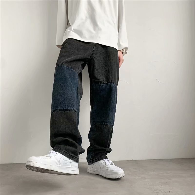 Title 7, Japanse jeans met wijde pijpen, contrasterende ...