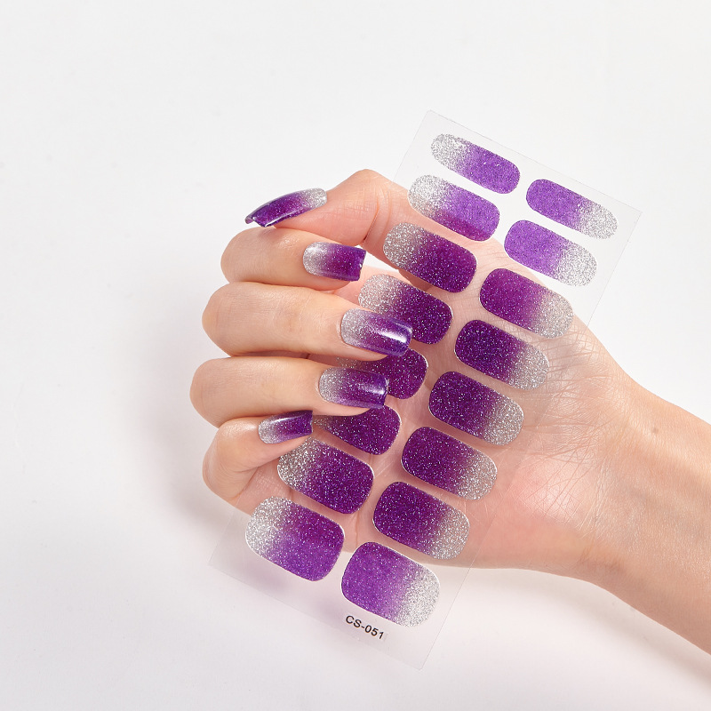 Nuevo 16-dedo ultra-delgado sin costuras pegatinas de uñas 3D pegatinas de uñas desgaste libre de gelatina almohadillas de uñas pegatinas de uñas parche helado