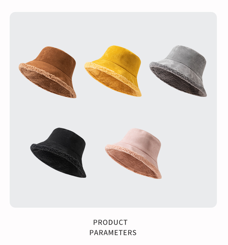 Secchio Instagram da indossare su entrambi i lati, cappello da pescatore in pelliccia di agnello ispessita, orecchio caldo autunnale e invernale per bambini_voghion.com