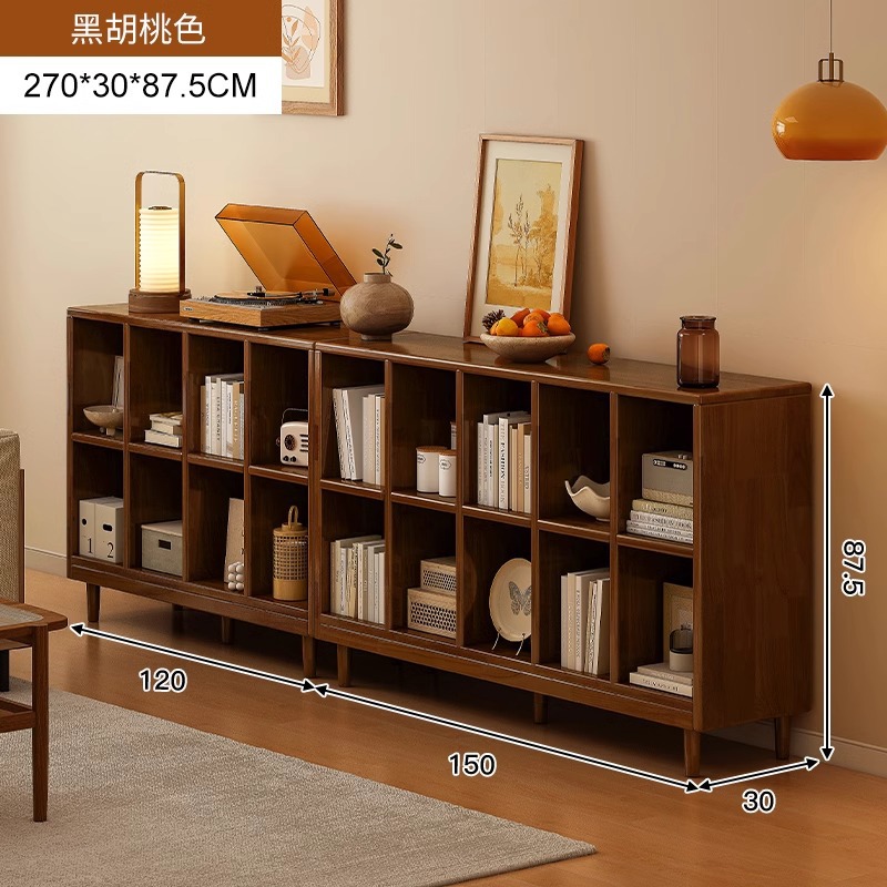 Estantería de madera maciza, cajones de piso a techo, armarios de sala de estar, armarios de rejilla combinados contra la pared, estantes de almacenamiento, estanterías cortas integradas