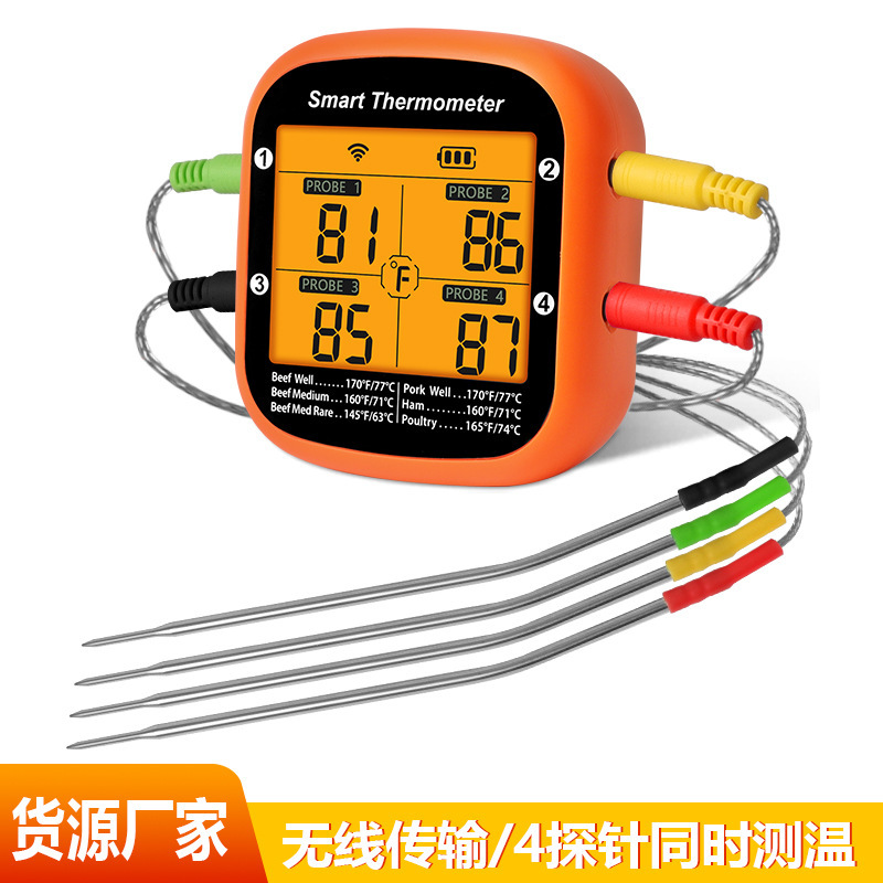 Smart graffiti Bluetooth APP barbecue thermometer Kitchen four -pin…