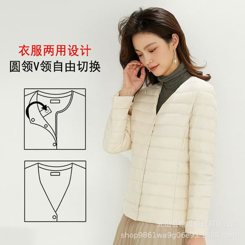Cross-Border 2025 New Cotton Coat, Short Style, Lightweight Cotton Lining, Fashionable Round Neck, V Neck Cotton Coat, Autumn and Winter Warm Jacket Cross-Border 2025 New Cotton Coat, Short Style, Lightweight Cotton Lining, Fashionable Round Neck, V Neck Cotton Coat, Autumn and Winter Warm Jacket