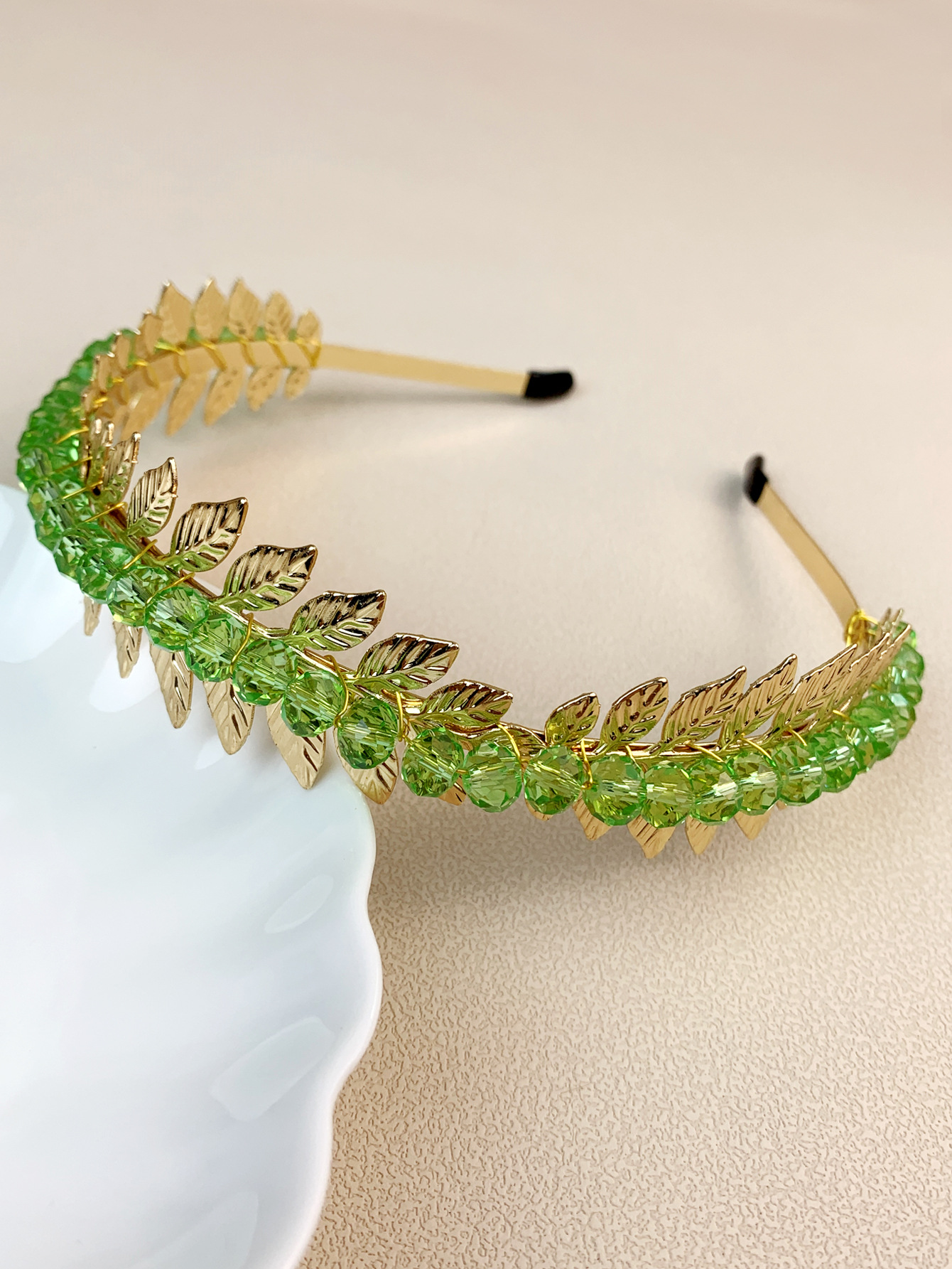 Modern Style Solid Color Crystal Handmade Hair Band display picture 1