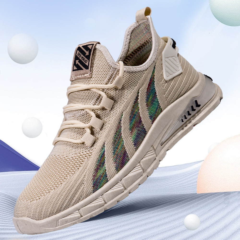 39-48 Large Size Men's Shoes Cross-Border New Products 2023 Spring and Summer Fly-Knit Breathable Coconut Shoes Fashionable Lace-Up Sports Shoes for Men