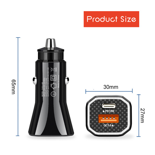 New mini PD12W mobile phone car charger PD car charger fully compatible with PD+USB car charger car charger