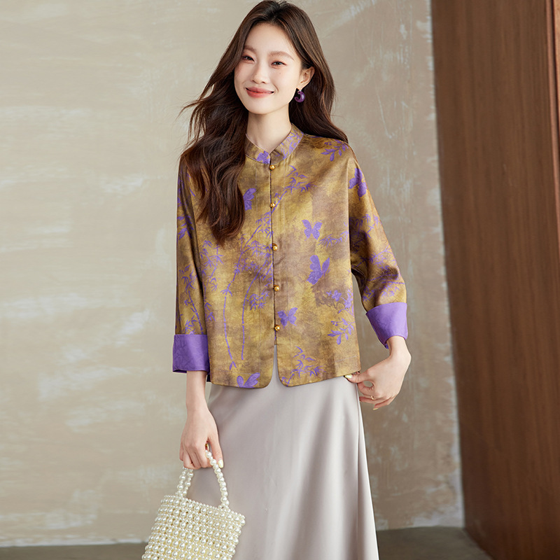 2025 New Autum Women's Clothing New Chinoiserie Tops Chinoiserie Printed Inside Wear Fashionable Jackets Sp6076