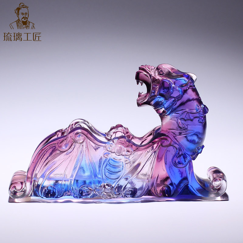 유리 공예 우후 호랑이 박쥐 고급 명함 홀더 장식 사무실 데스크탑 비즈니스 선물