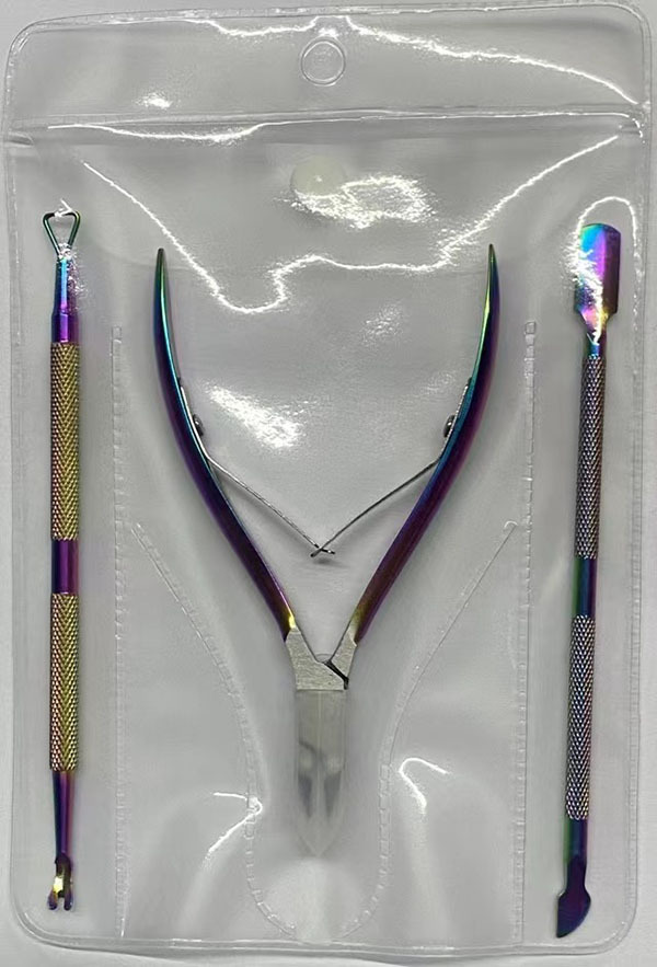 Fábrica al por mayor nueva piel muerta de acero tijeras cortaúñas traje de color titanio piel muerta cortaúñas de acero empujar tijeras de piel muerta