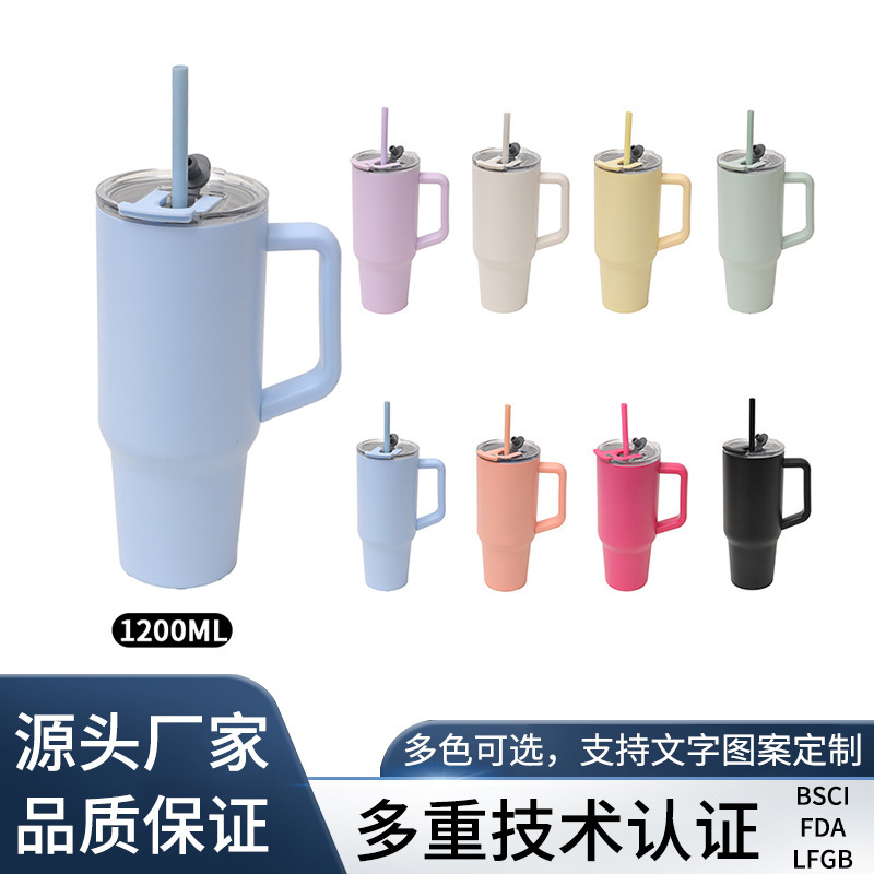 Cross-border new factory direct supply stainless steel handle car cup double drink large capacity high color value convenient thermos cup