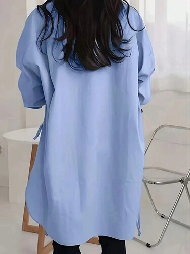 New style early autumn loose front, short back, long lace, slimming shirt, medium and long, all-match