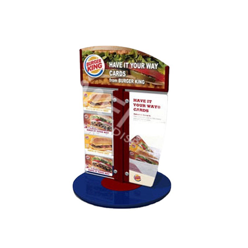 金属餐牌架加工 台式铁质旋转餐牌架 桌面亚克力资料架加工