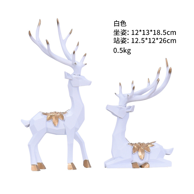 EKD4167Q 화이트 추상 기하학적 엘크 장식품