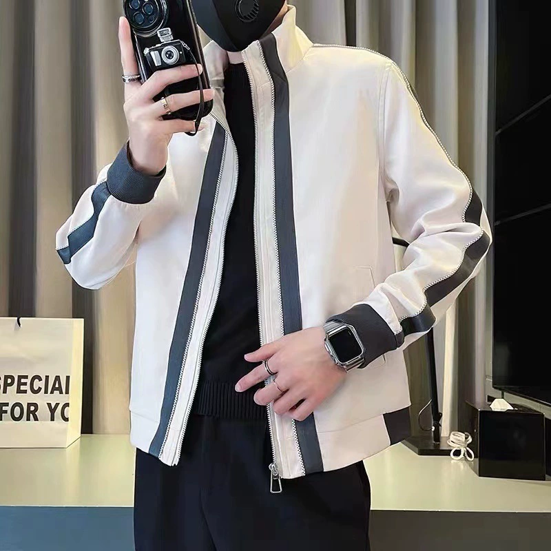 Мужская осенняя куртка 透任: универсальная, slim fit, корейский стиль, черная или абрикосовая