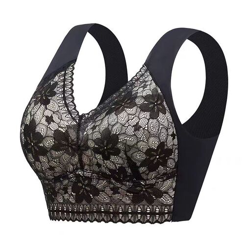 Large Cup Mini Cup Bra for Plus Size Women, No Underwire, Lace Back, Push-Up, Non-Sag, Sports Backless Bra