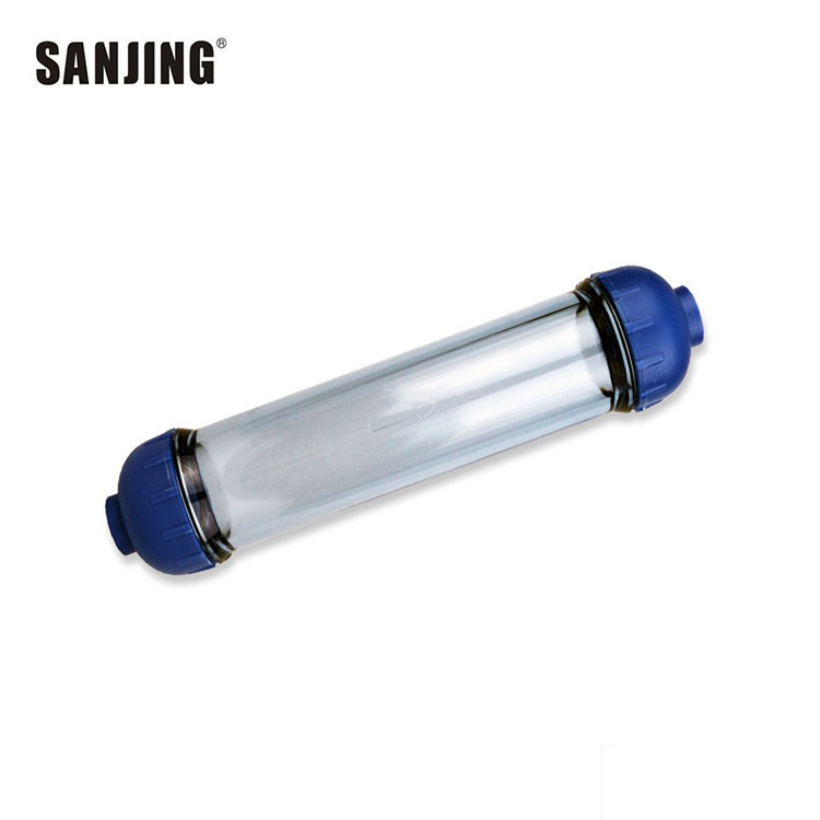 2 puntos de filtro transparente Shell DIY tubo recto desmontable material de filtro de llenado cartucho de filtro pequeño T33 filtro purificador de agua Shell
