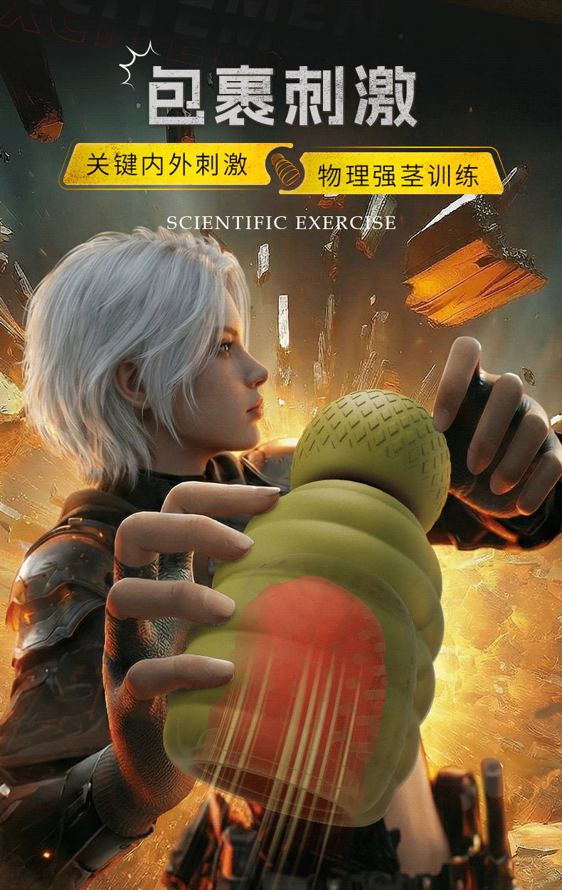 Automatic Sucking Telescopic Heating Masturbator Cup with Button Control, Silicone Grenade Trainer — detail image 4