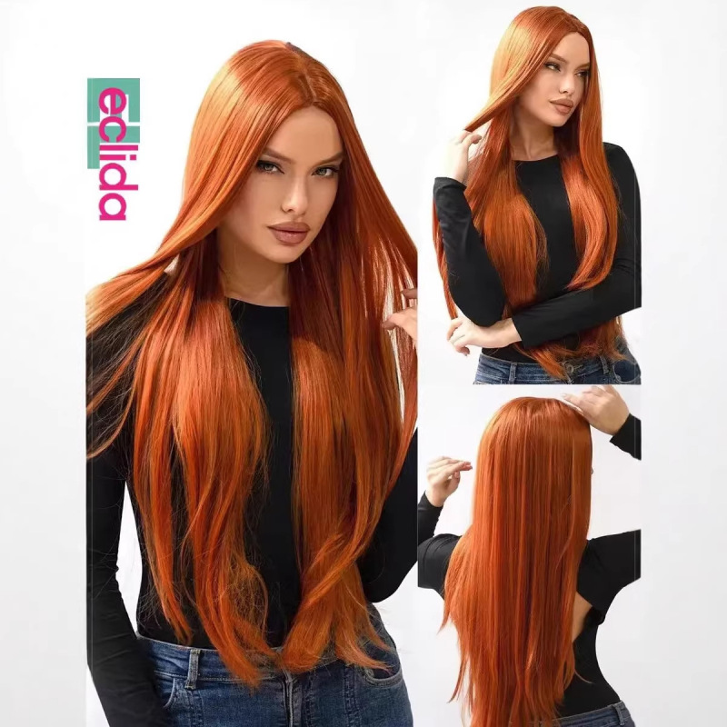Cross-Border European and American Style Long Straight Hair with Natural Fluffy Synthetic Fiber Wig for Halloween Anime Cosplay