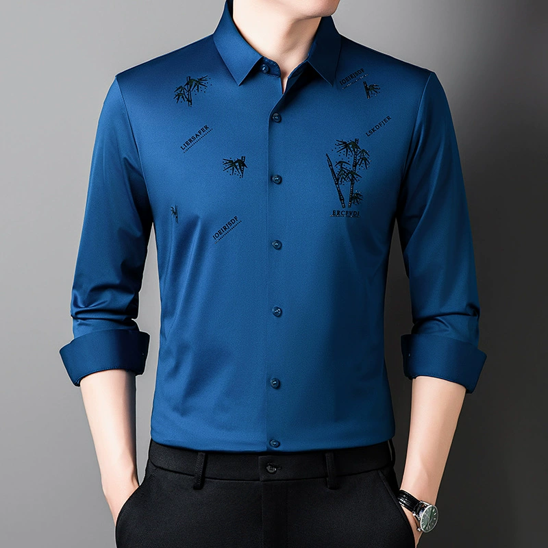 Мужская рубашка с длинными рукавами весной и осенью бизнес-повседневная мужская одежда без шрамов