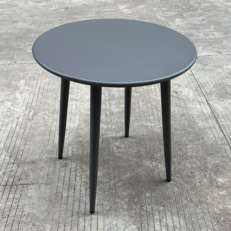 Mesa redonda de acero al carbono impermeable para exterior, balcón, bar o restaurante