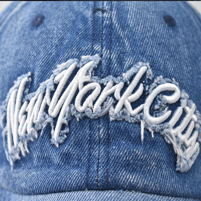Lavados coreanos para hacer viejas letras bordadas sombreras de béisbol de la ciudad de Nueva York personalidad masculina y femenina sombrera de lengua de pato image 5