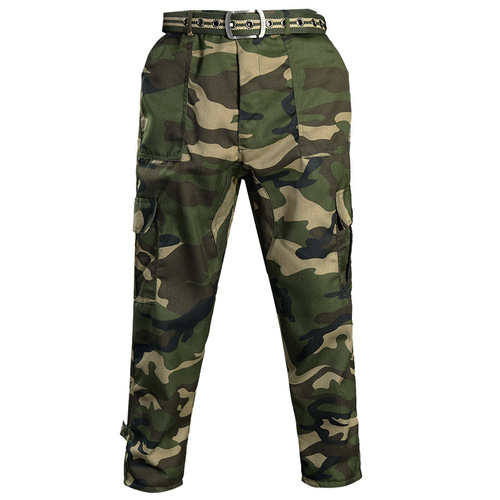 Work Camouflage Pants for Men with Added Thigh Support, Spring and Autumn Construction Work Pants, Building and Auto Repair Shop Safety Overalls, Long Work Pants