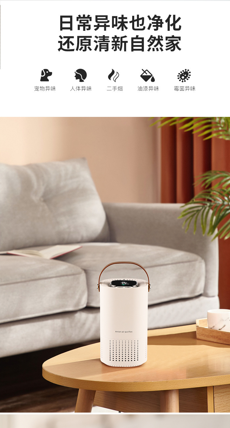 Desktop Car Air Purifier Car Household Negative Ion Sterilization Eliminates Formaldehyde Odor and Removes Smoke Odor Negative Ion