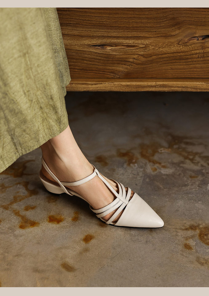 Sandal nữ mũi nhọn quai chữ T gót 5 cm phong cách Hàn Quốc — đen chi tiết 17