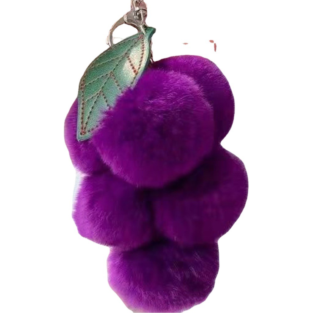 Real Rex conejo piel pequeña uva adornos ins Internet celebridad lindo bola de peluche coche llavero colgante accesorios para las mujeres